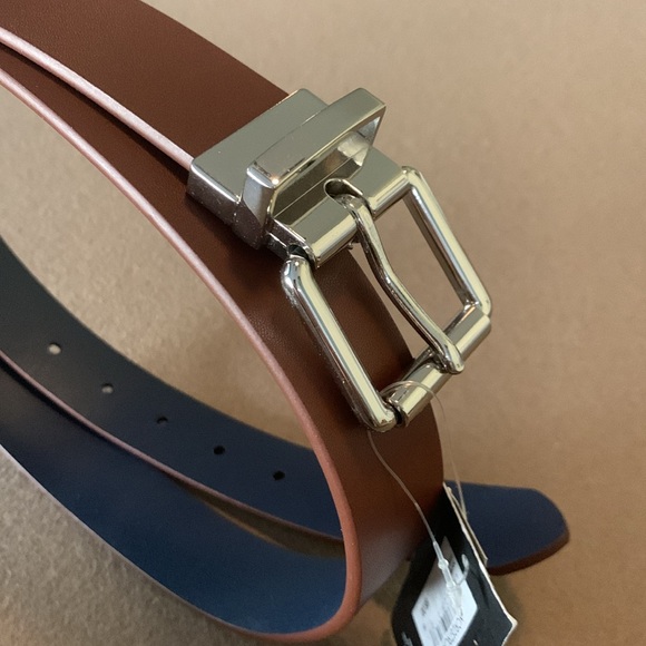Nordstrom Leather Reversible Belt- Cognac / Navy - Size 38 - Picture 5 of 9